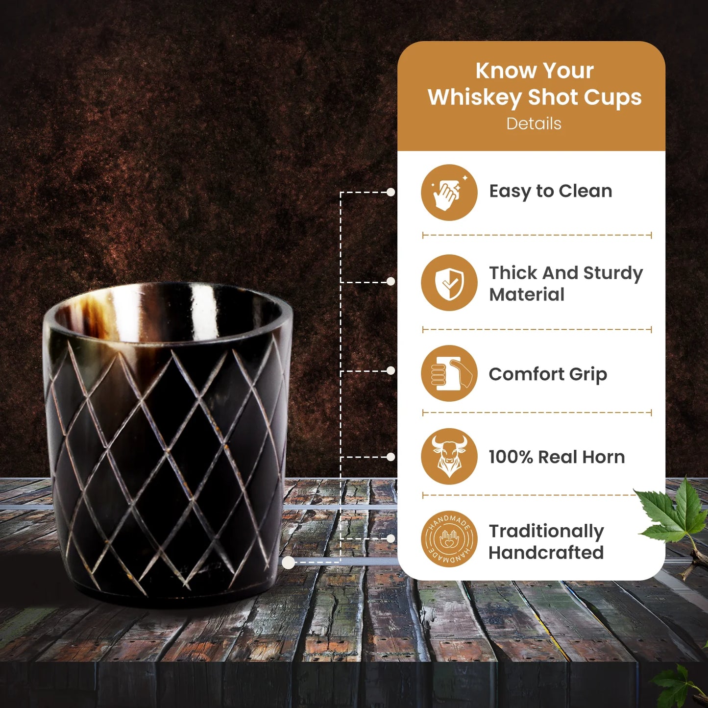 Horn Whiskey Shot Glasses Pack (4,8 & 12) – Hold Up to 6.5oz, Crisscross