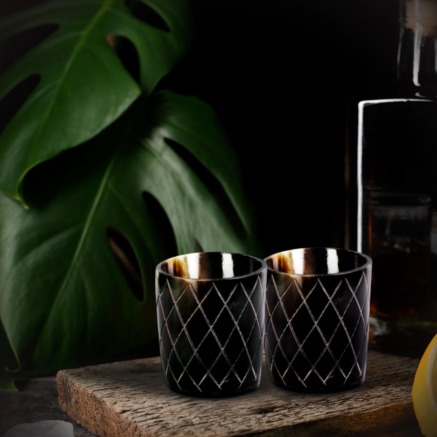 Horn Whiskey Shot Glasses Pack (4,8 & 12) – Hold Up to 6.5oz, Crisscross
