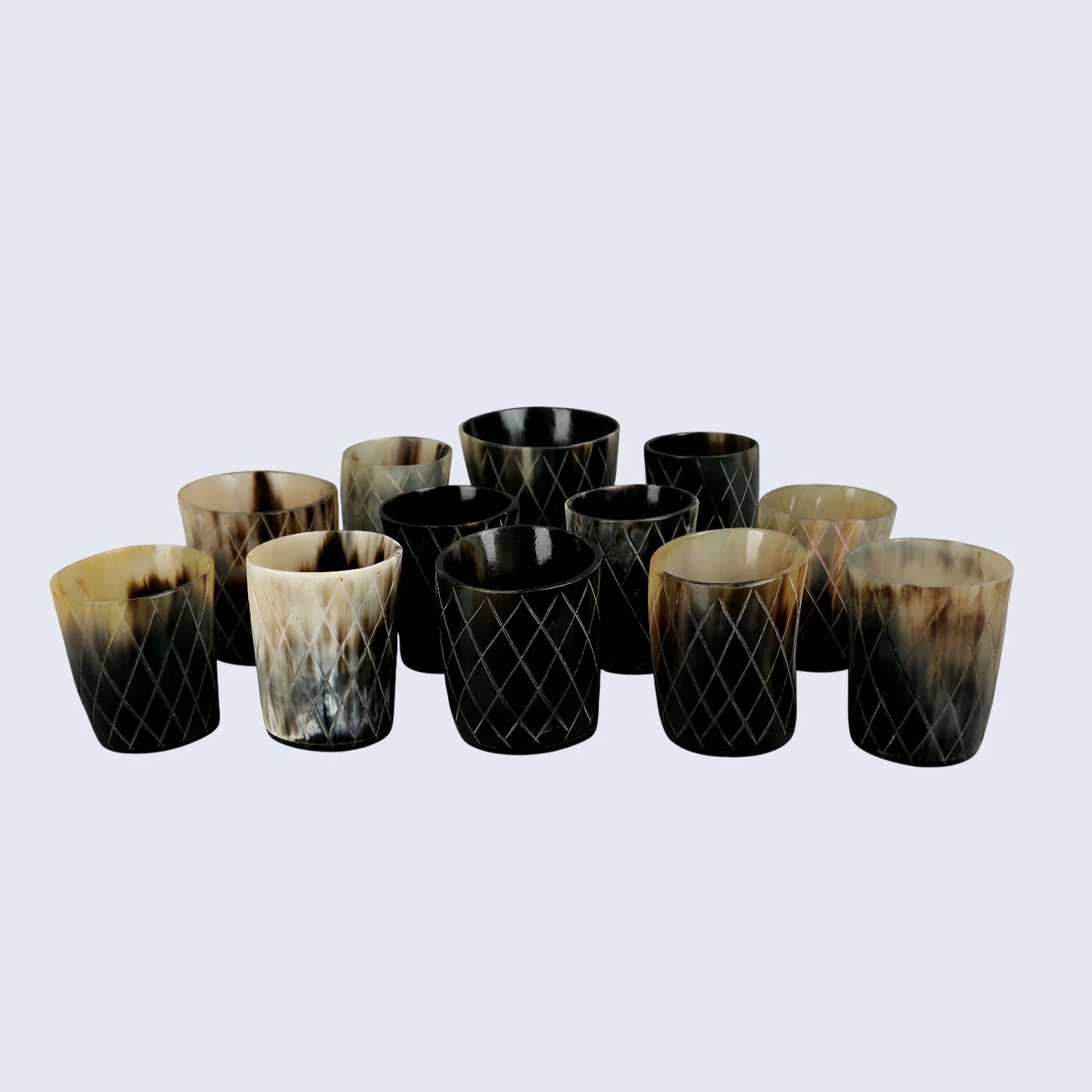 Horn Whiskey Shot Glasses Pack (4,8 & 12) – Hold Up to 6.5oz, Crisscross