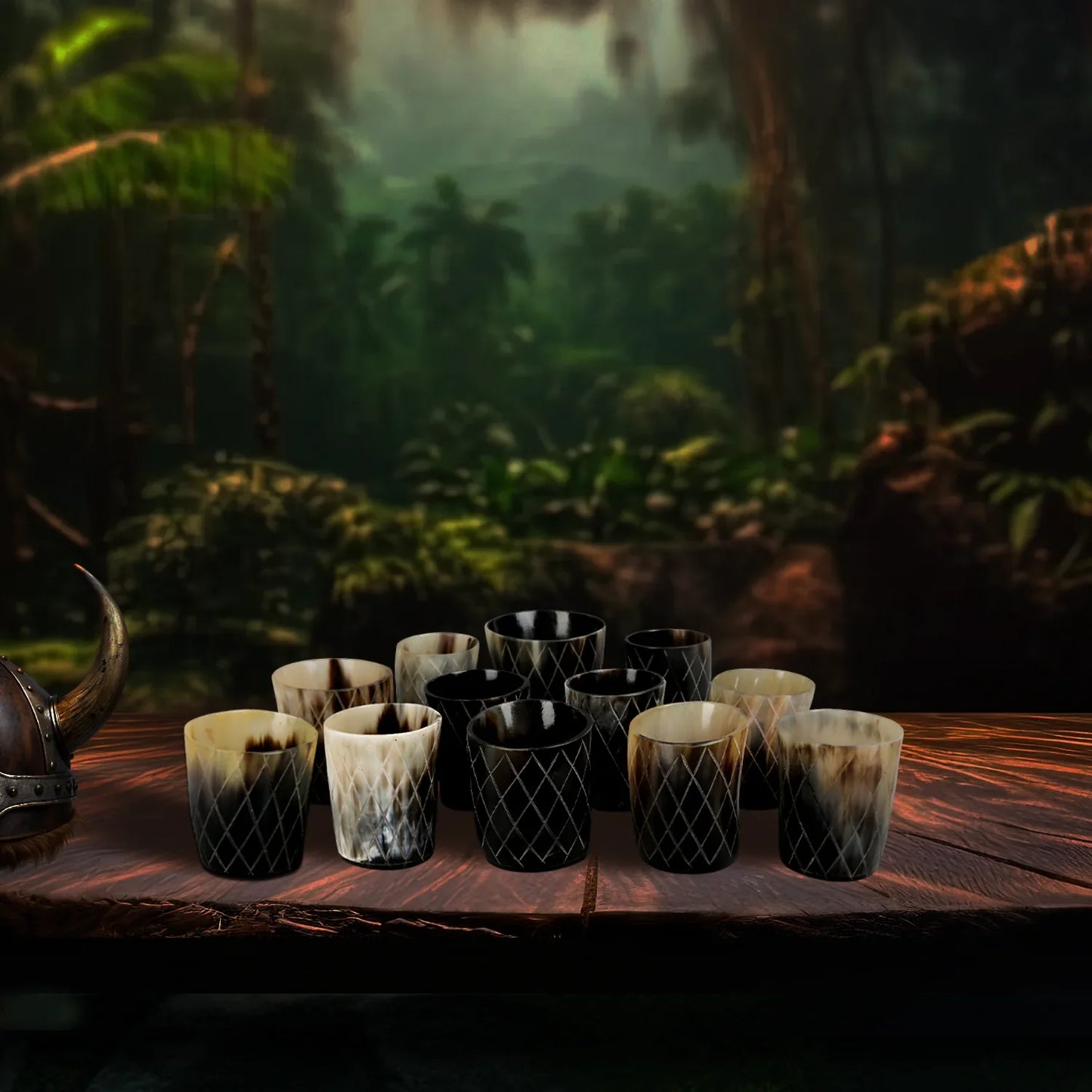 Horn Whiskey Shot Glasses Pack (4,8 & 12) – Hold Up to 6.5oz, Crisscross