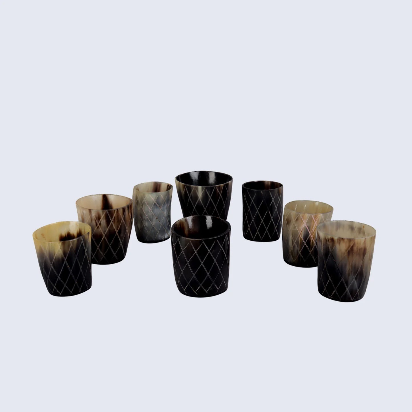 Horn Whiskey Shot Glasses Pack (4,8 & 12) – Hold Up to 6.5oz, Crisscross