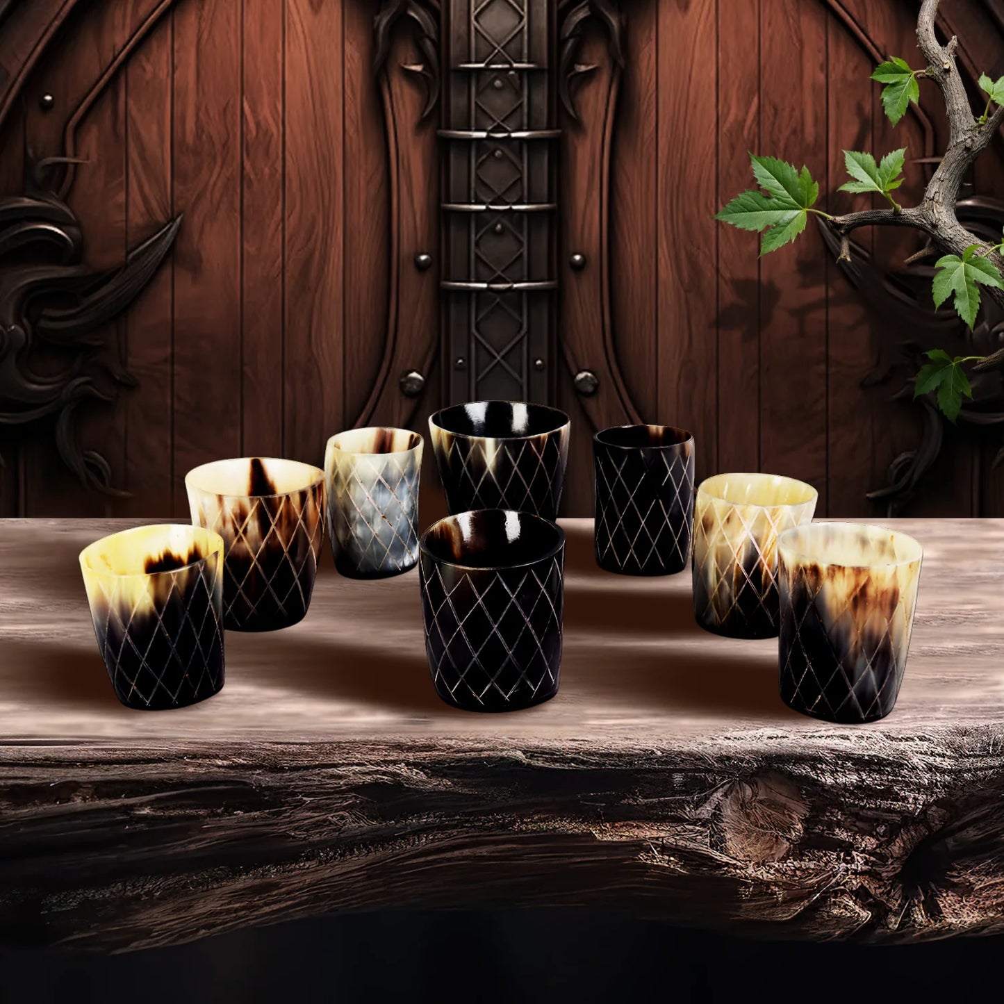 Horn Whiskey Shot Glasses Pack (4,8 & 12) – Hold Up to 6.5oz, Crisscross
