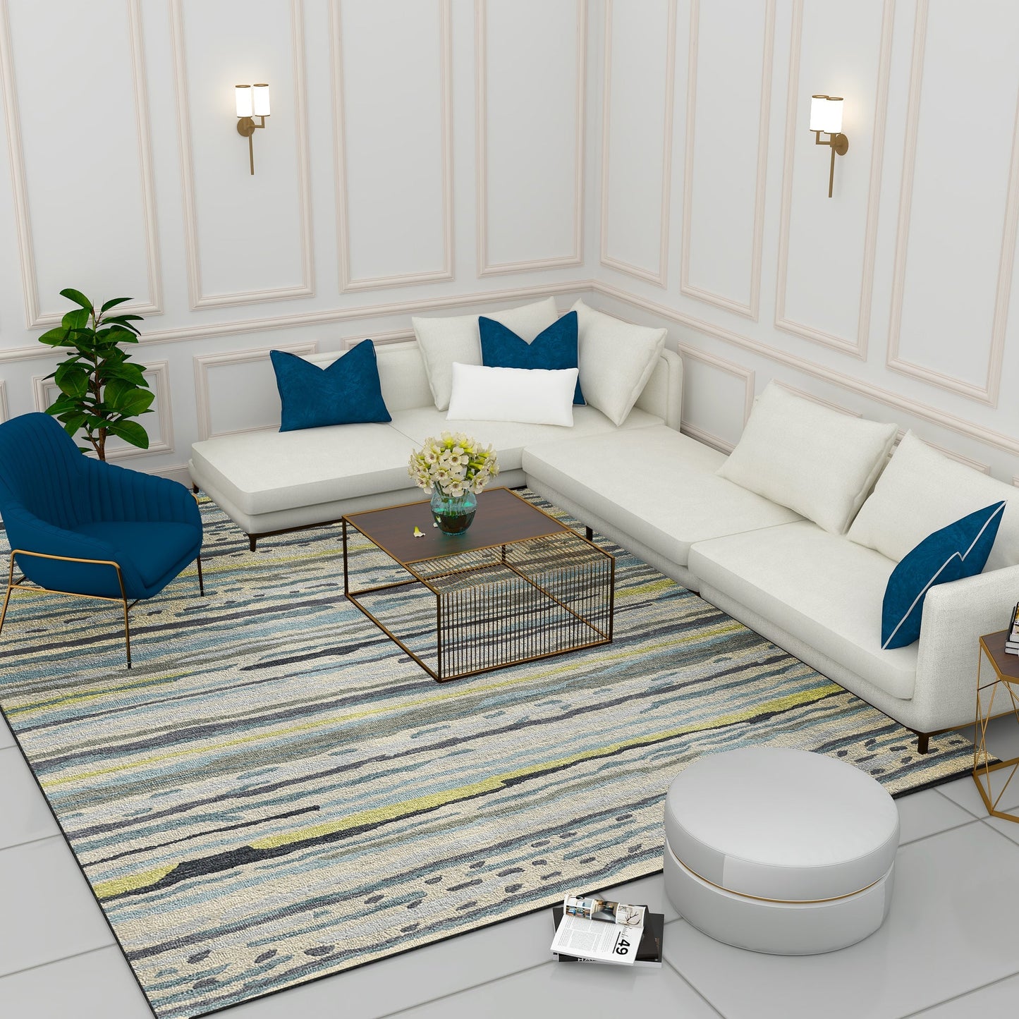 Premium Hand-Tufted Rug Made of 100% Wool - Winter Coast - 9x12 Feet