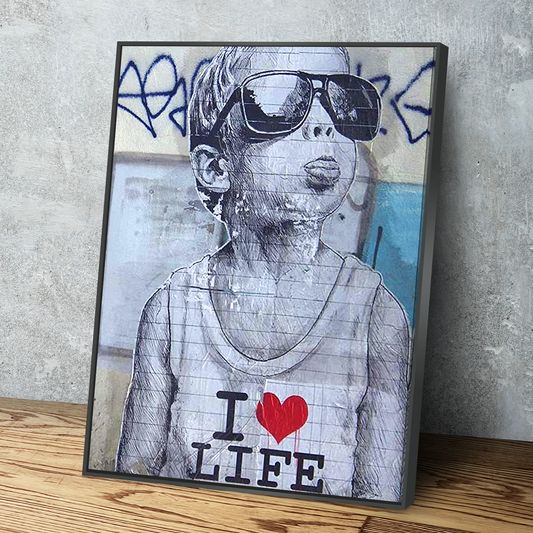 Banksy Prints | Banksy Canvas Art | Banksy Prints for Sale | BANKSY I Love Life Reproduction | Canvas Wall Art