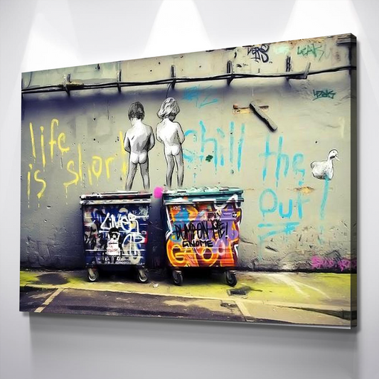Banksy Style Life is Short – Banksy Inspired Wall Art – Ready to Hang Canvas