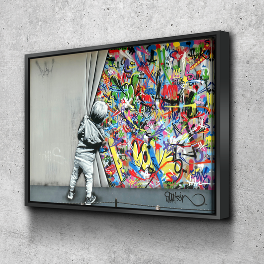 Banksy Prints | Banksy Canvas Art | Banksy Prints for Sale | Graffiti Canvas Art | Behind the Curtain Reproduction