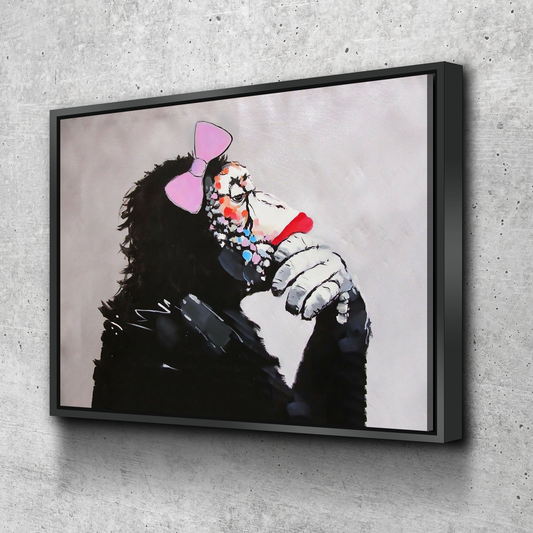 Banksy Prints | Banksy Canvas Art | Banksy Prints for Sale | Graffiti Canvas Art | Monkey Girl Thinking Gorilla Reproduction