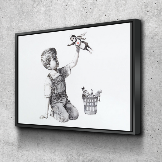 Banksy Prints | Banksy Canvas Art | Banksy Prints for Sale | Graffiti Canvas Art | BANKSY Nurse Superhero Game Changer Reproduction
