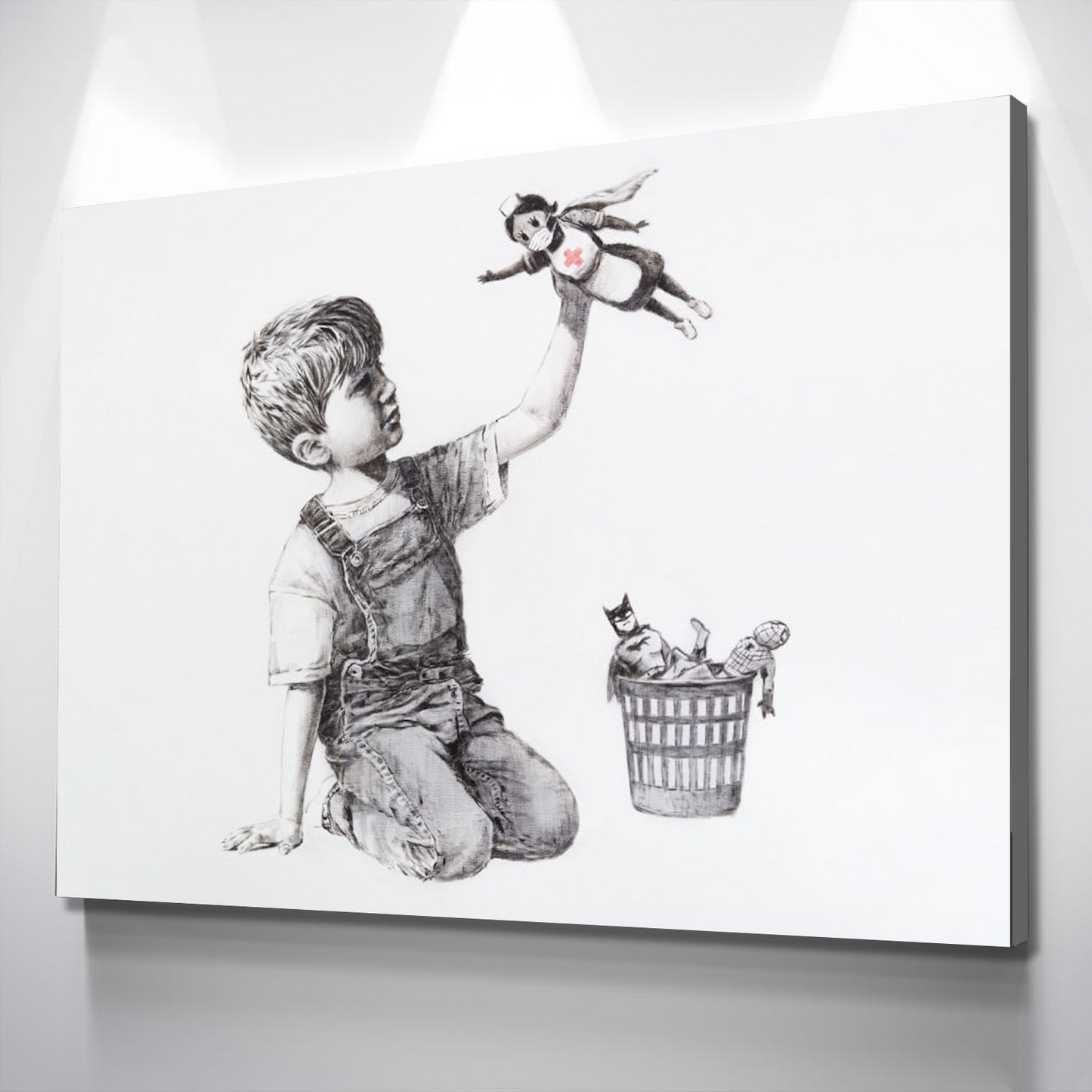 Banksy Prints | Banksy Canvas Art | Banksy Prints for Sale | Graffiti Canvas Art | BANKSY Nurse Superhero Game Changer Reproduction