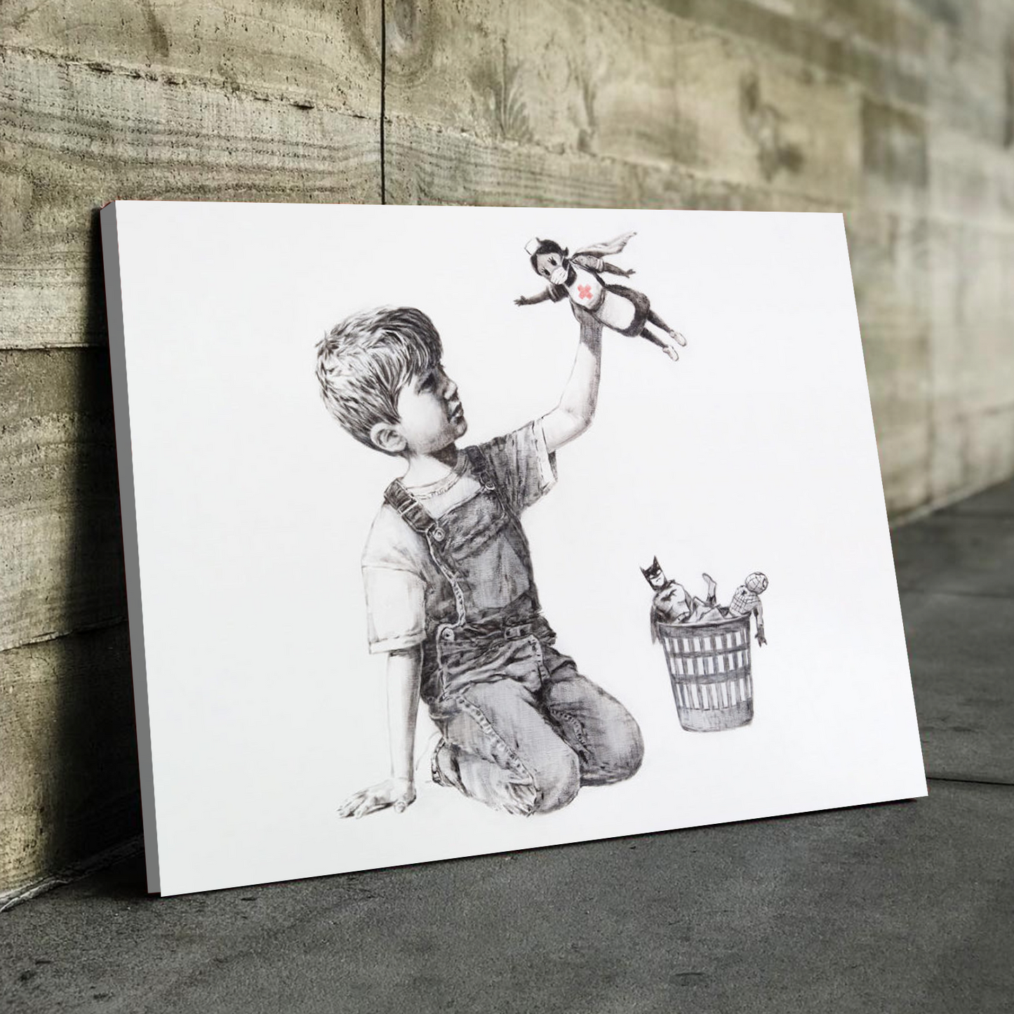 Banksy Prints | Banksy Canvas Art | Banksy Prints for Sale | Graffiti Canvas Art | BANKSY Nurse Superhero Game Changer Reproduction