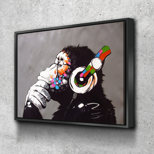 Banksy Prints | Banksy Canvas Art | Banksy Prints for Sale | Graffiti Canvas Art | DJ Monkey Reproduction