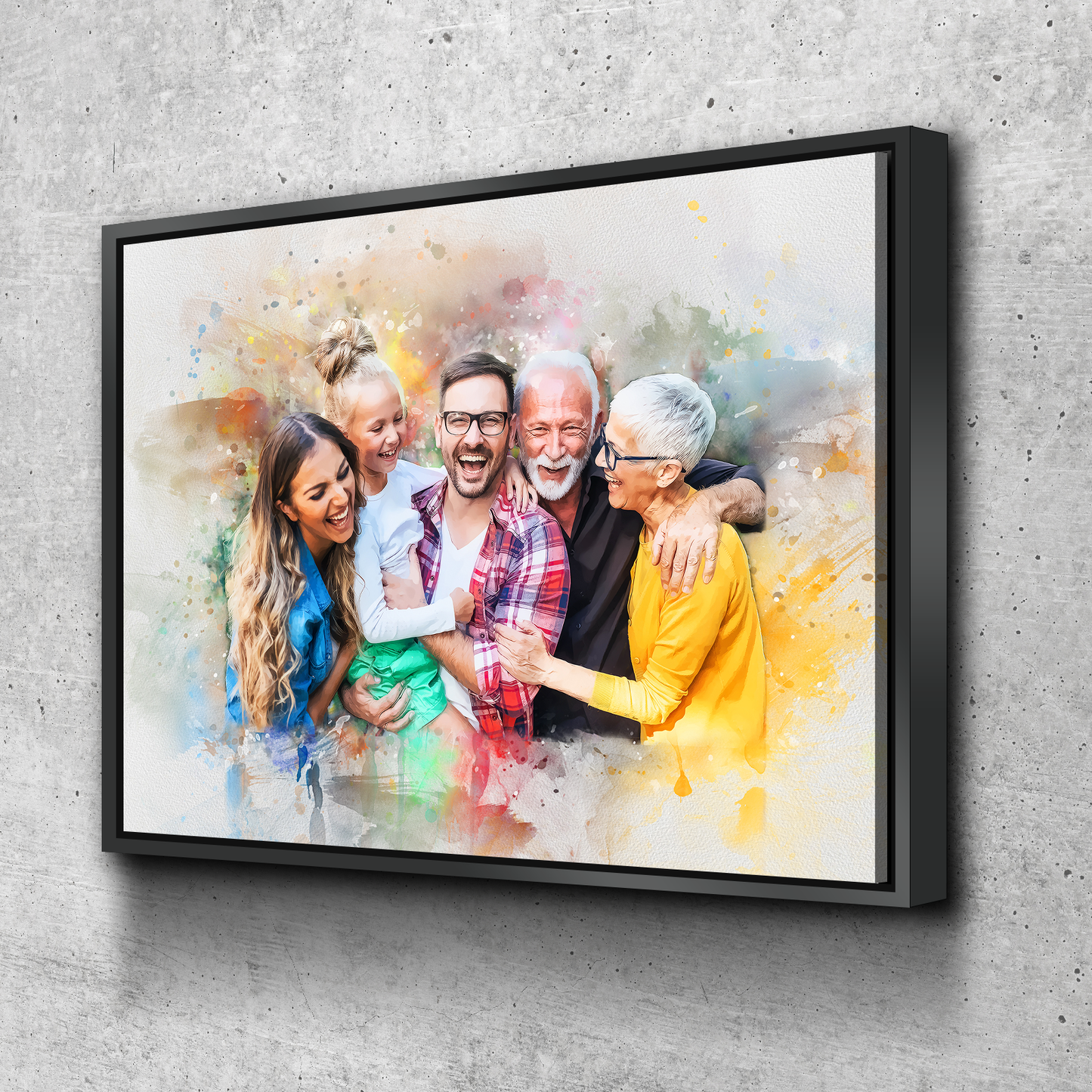 Custom Family Watercolor Portrait Horizontal | Portrait from Photo | Family Portrait Painting | Anniversary Gift | Family Illustration | Christmas Gift