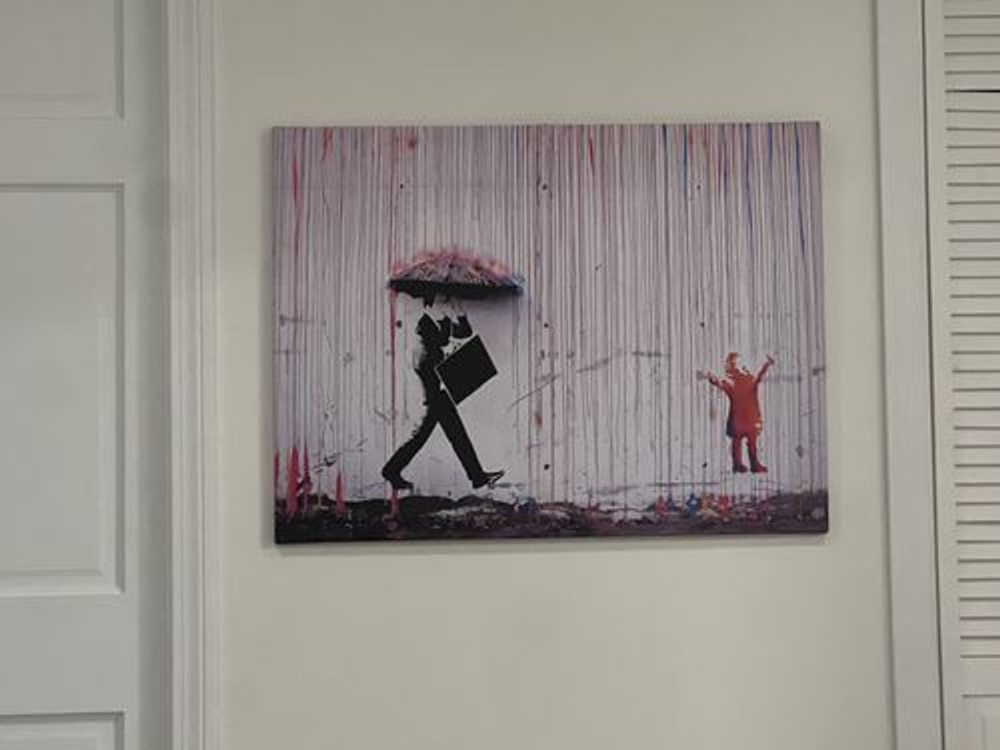 Banksy Style Colored Rain Canvas – Banksy Inspired Wall Art – Ready to Hang