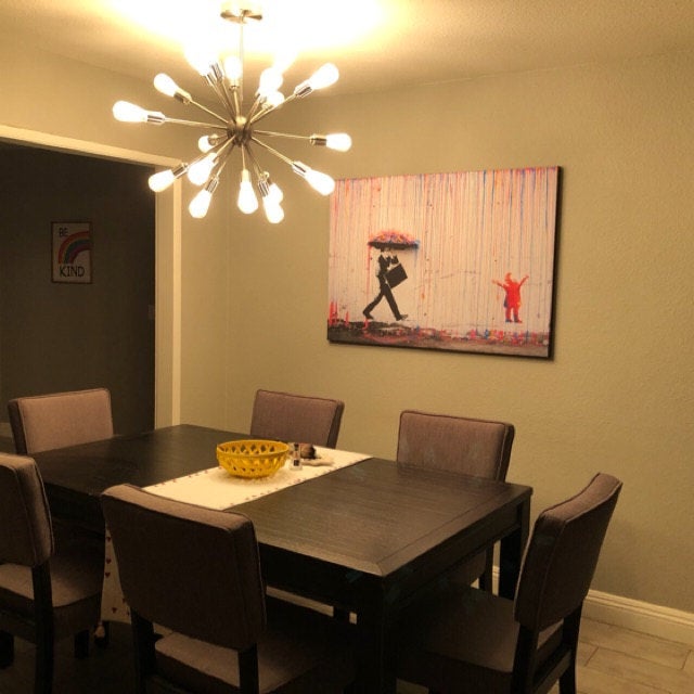 Banksy Style Colored Rain Canvas – Banksy Inspired Wall Art – Ready to Hang