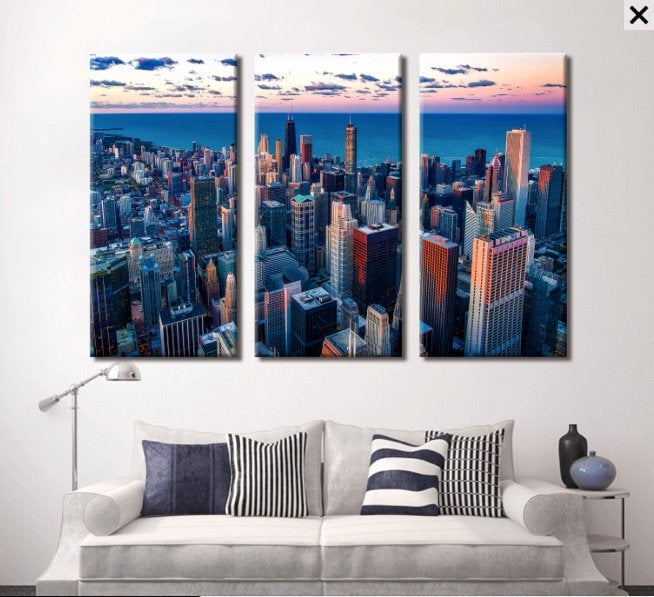 Chicago Wall Art Canvas Chicago Skyline Chicago Print Art Chicago Poster
