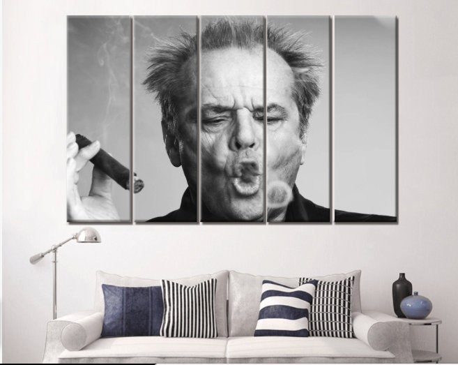 Nicholson Smoking - Canvas Wall Art Framed Print - Various Sizes