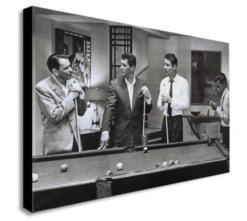 Sinatra Poster | Rat Pack Poster | Rat Pack Playing Pool Canvas Wall Art