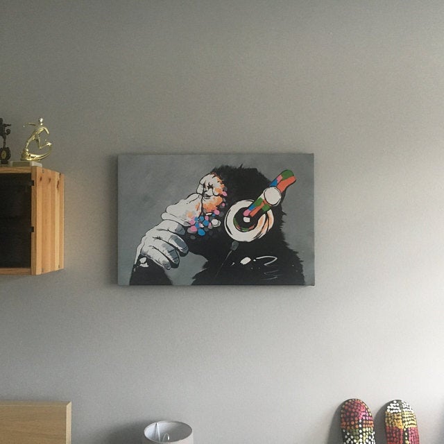 Banksy Prints | Banksy Canvas Art | Banksy Prints for Sale | Graffiti Canvas Art | DJ Monkey Reproduction