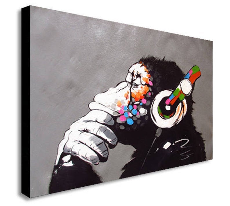 Banksy Prints | Banksy Canvas Art | Banksy Prints for Sale | Graffiti Canvas Art | DJ Monkey Reproduction