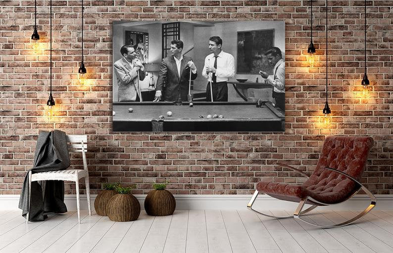 Sinatra Poster | Rat Pack Poster | Rat Pack Playing Pool Canvas Wall Art