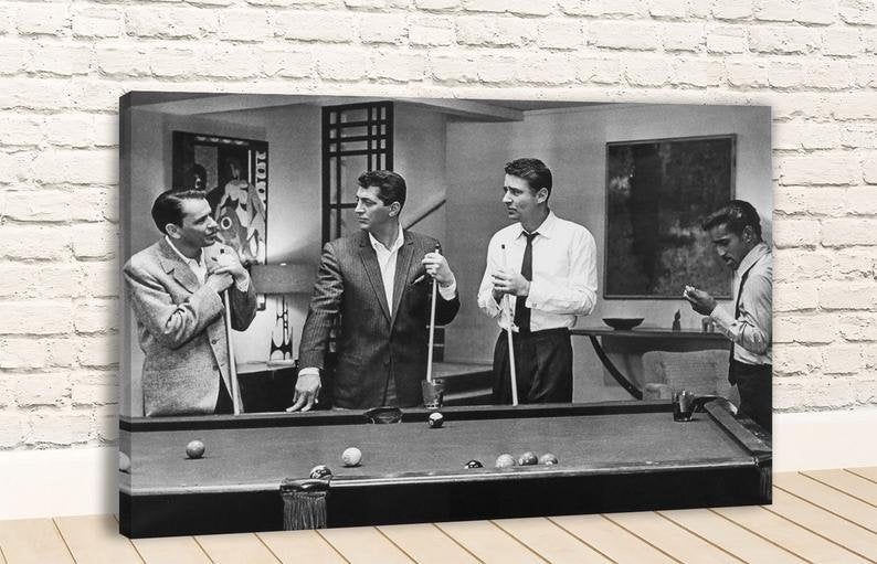 Sinatra Poster | Rat Pack Poster | Rat Pack Playing Pool Canvas Wall Art