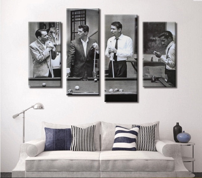 Sinatra Poster | Rat Pack Poster | Rat Pack Playing Pool Canvas Wall Art