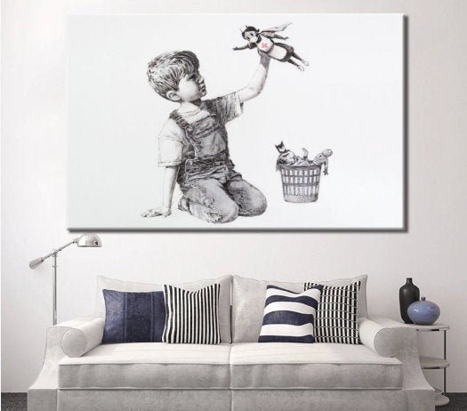 Banksy Prints | Banksy Canvas Art | Banksy Prints for Sale | Graffiti Canvas Art | BANKSY Nurse Superhero Game Changer Reproduction