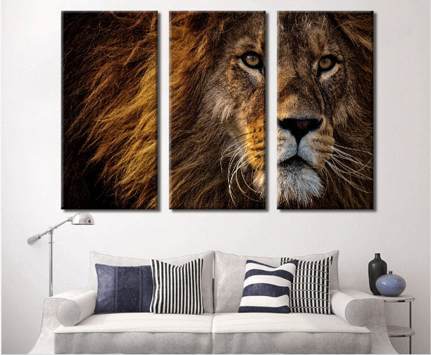 Close Up Lion Canvas Wall Art Set