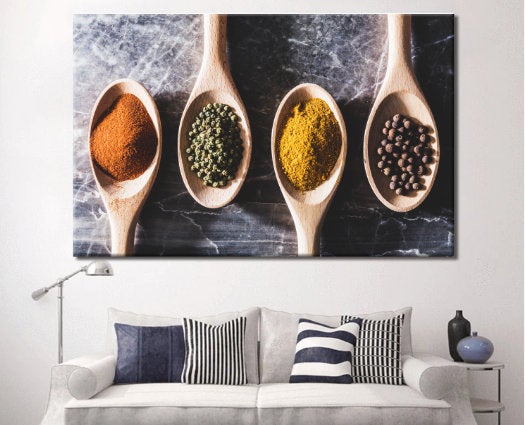 Kitchen Wall Art | Kitchen Canvas Wall Art | Kitchen Prints | Kitchen Artwork | Wooden Spoons