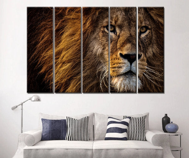 Close Up Lion Canvas Wall Art Set