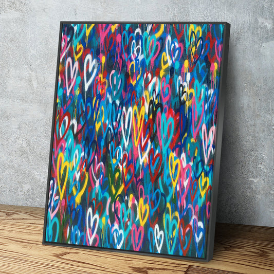 Love Hearts Graffiti Vertical Banksy Print Banksy Poster Banksy Art Canvas Wall Art Ready to Hang Canvas