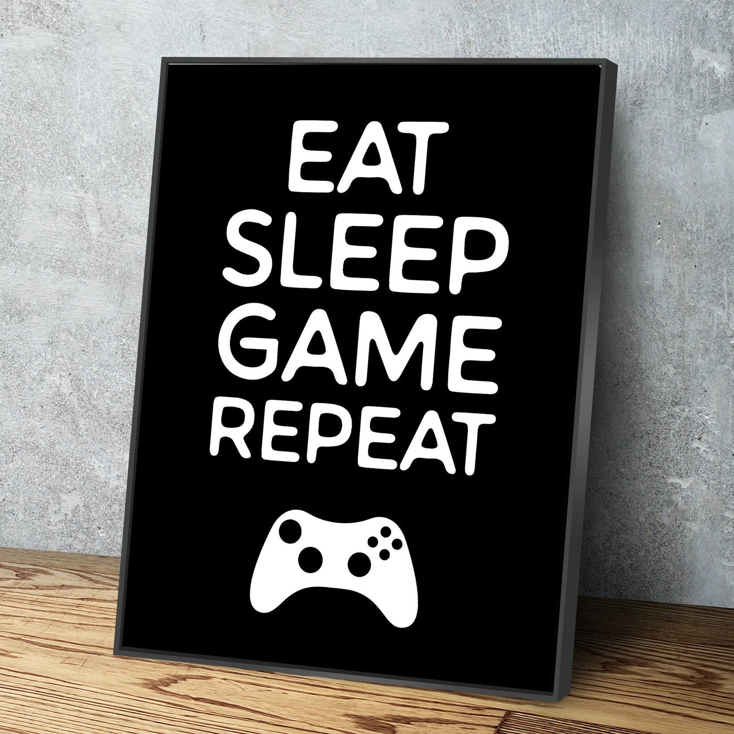 Gaming Poster | Gamer Wall Art | Gaming Canvas Wall Art | Video Gamer Decor | Eat Sleep Game Repeat