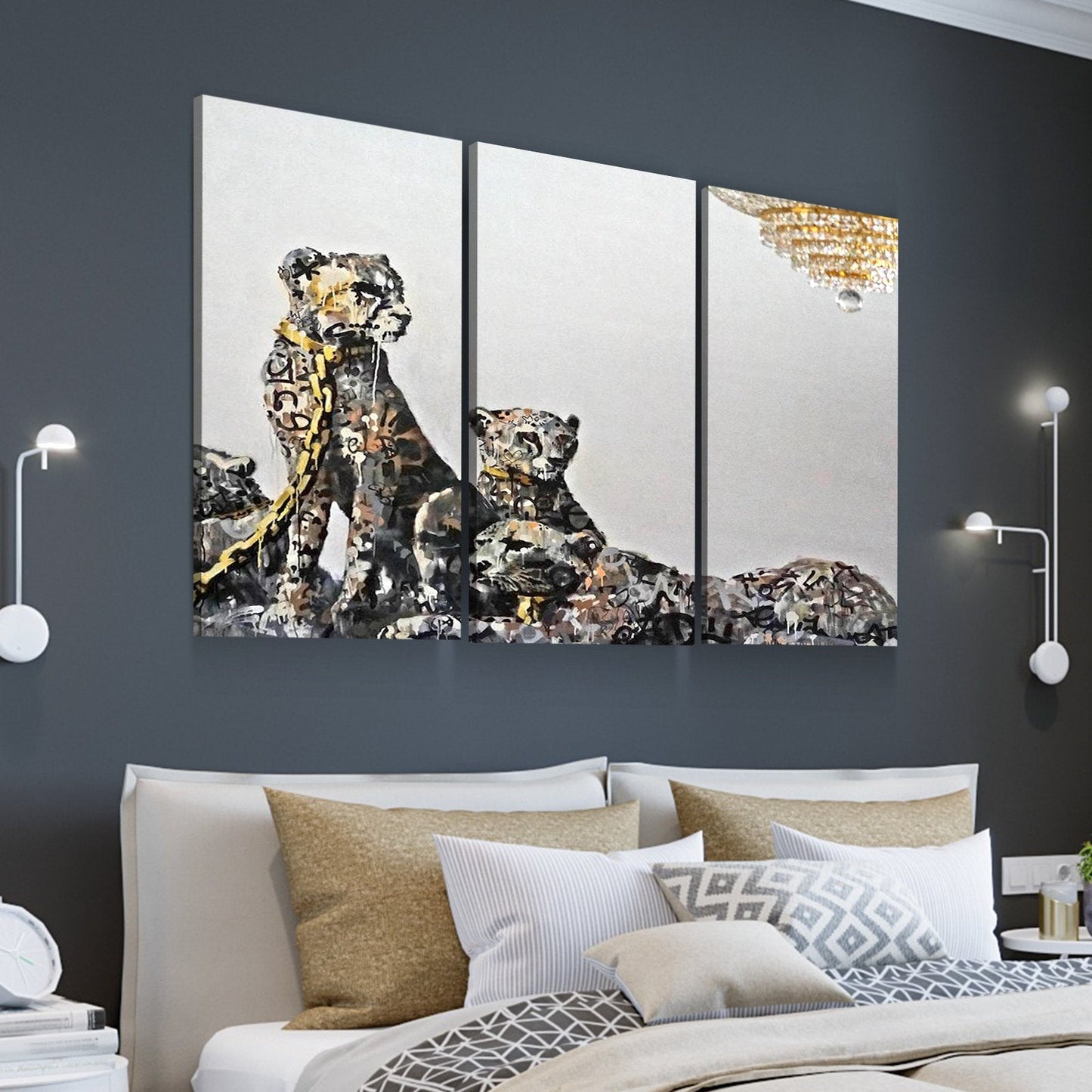 Banksy Prints | Banksy Canvas Art | Banksy Prints for Sale | Graffiti Canvas Art | BANKSY Cheetah Leopard Gold Reproduction