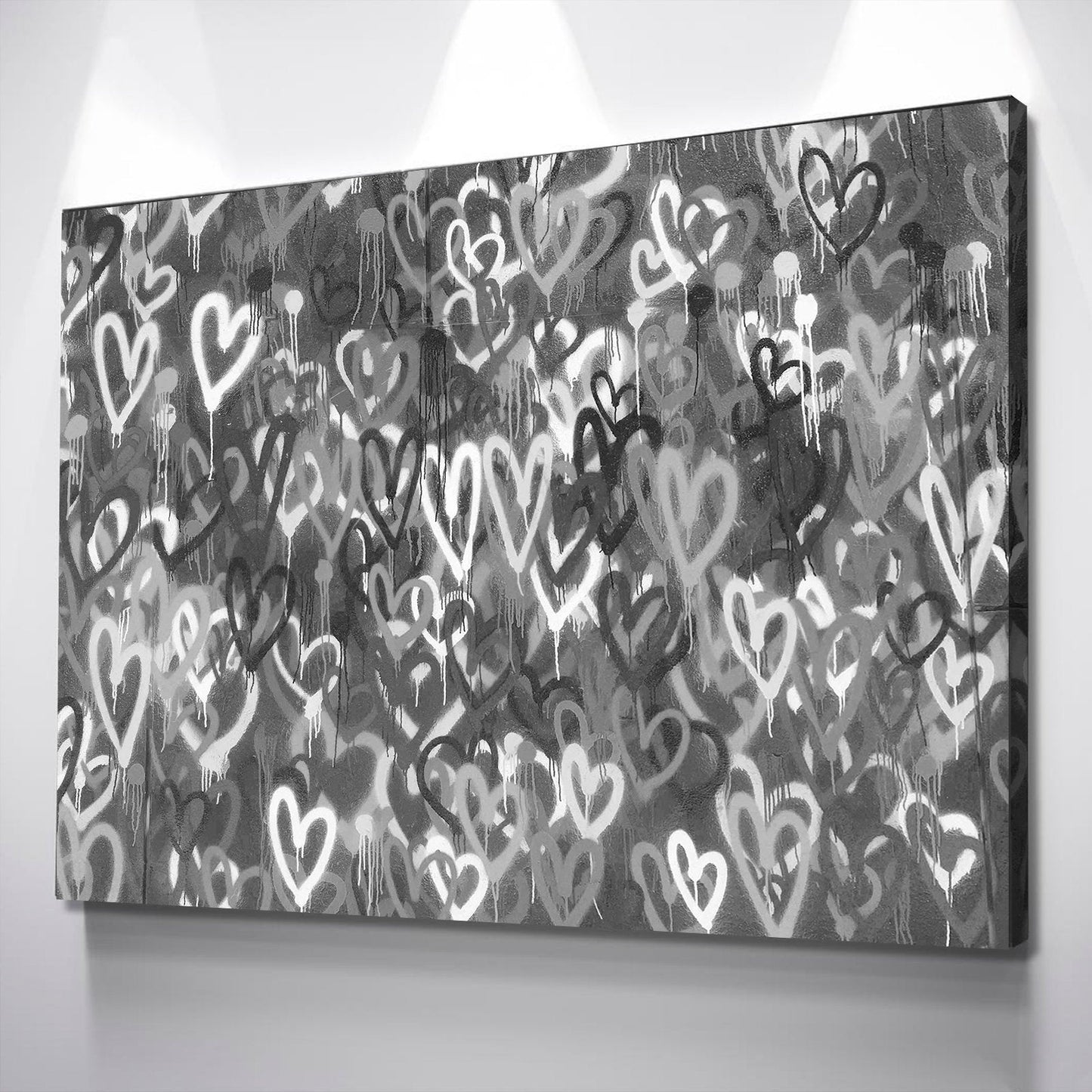B&W Love Hearts Graffiti Banksy Print Banksy Poster Banksy Art Canvas Wall Art Ready to Hang Canvas