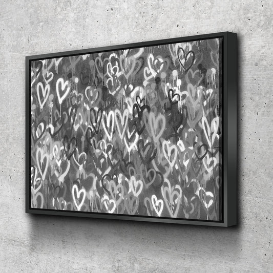 B&W Love Hearts Graffiti Banksy Print Banksy Poster Banksy Art Canvas Wall Art Ready to Hang Canvas