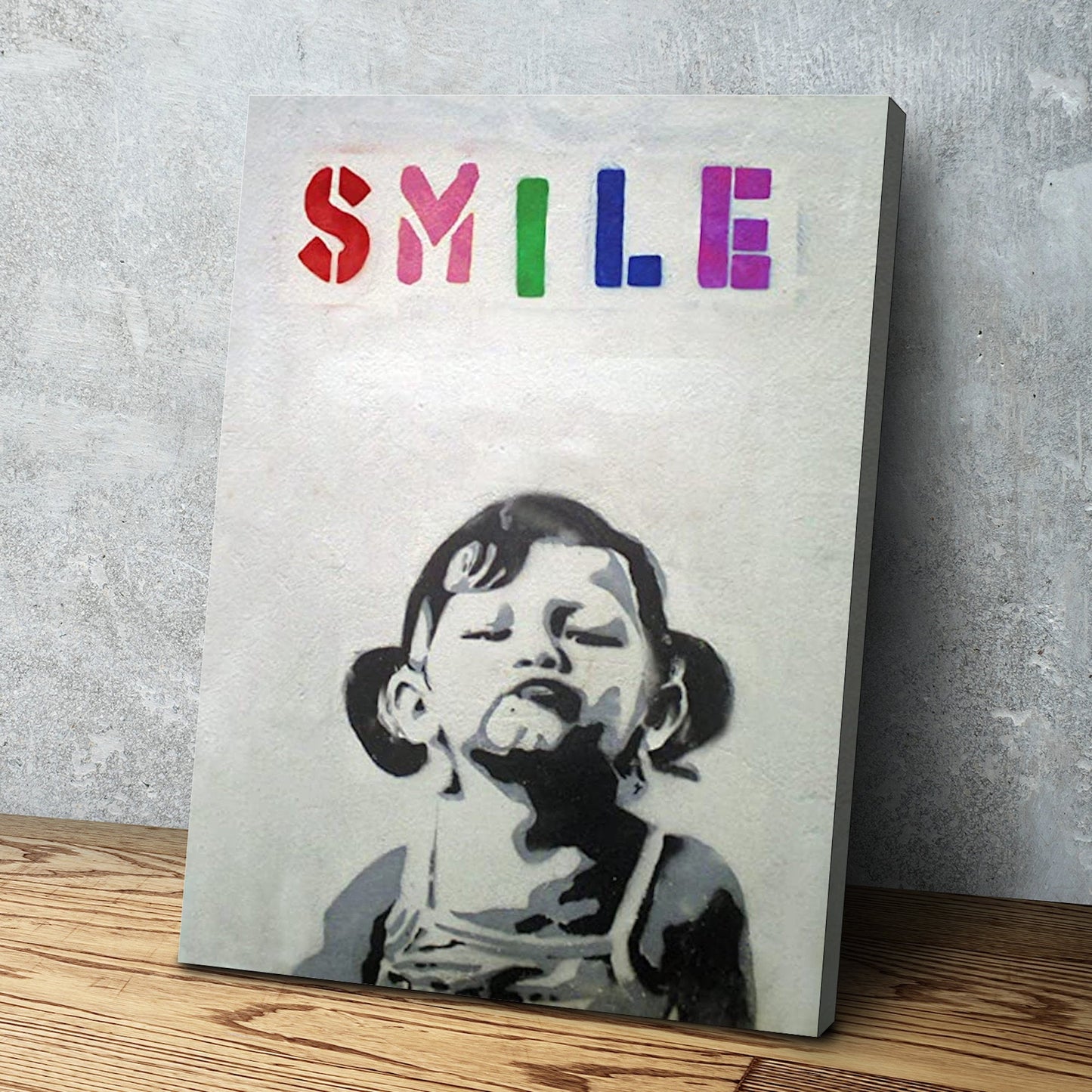 Smile Banksy Print Banksy Poster Banksy Art Canvas Wall Art Ready to Hang Canvas
