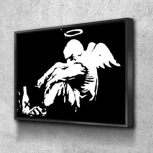 Drunk Angel Fallen Angel Banksy Print Banksy Poster Banksy Art Canvas Wall Art Ready to Hang Canvas