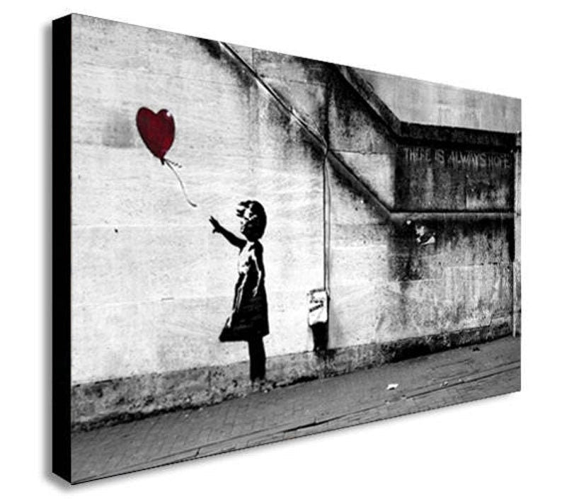 Banksy Prints | Banksy Canvas Art | Banksy Prints for Sale | BANKSY Balloon Girl There Is Always Hope Reproduction | Canvas Wall Art