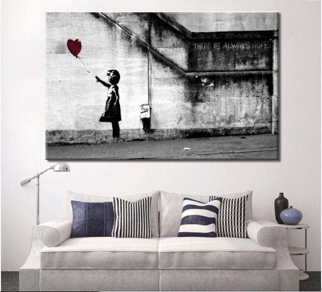 Banksy Prints | Banksy Canvas Art | Banksy Prints for Sale | BANKSY Balloon Girl There Is Always Hope Reproduction | Canvas Wall Art