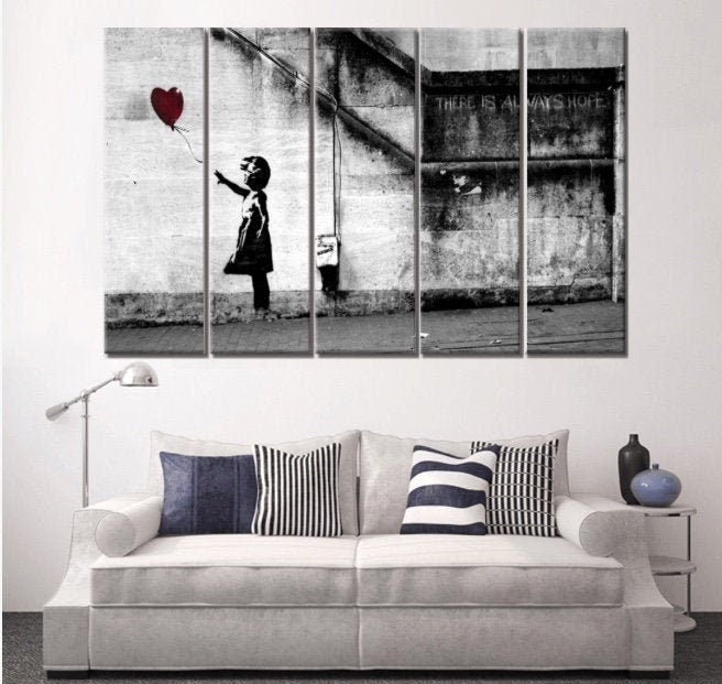 Banksy Prints | Banksy Canvas Art | Banksy Prints for Sale | BANKSY Balloon Girl There Is Always Hope Reproduction | Canvas Wall Art