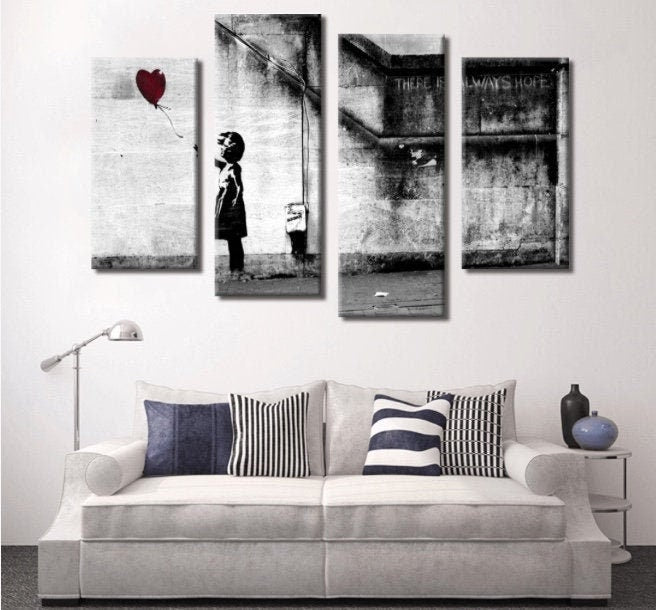 Banksy Prints | Banksy Canvas Art | Banksy Prints for Sale | BANKSY Balloon Girl There Is Always Hope Reproduction | Canvas Wall Art