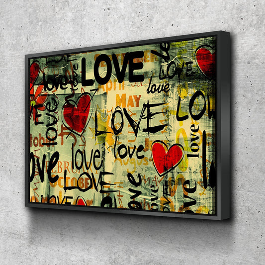 Love Hearts Graffiti Calendar Print Poster Art Canvas Wall Art Ready to Hang Canvas