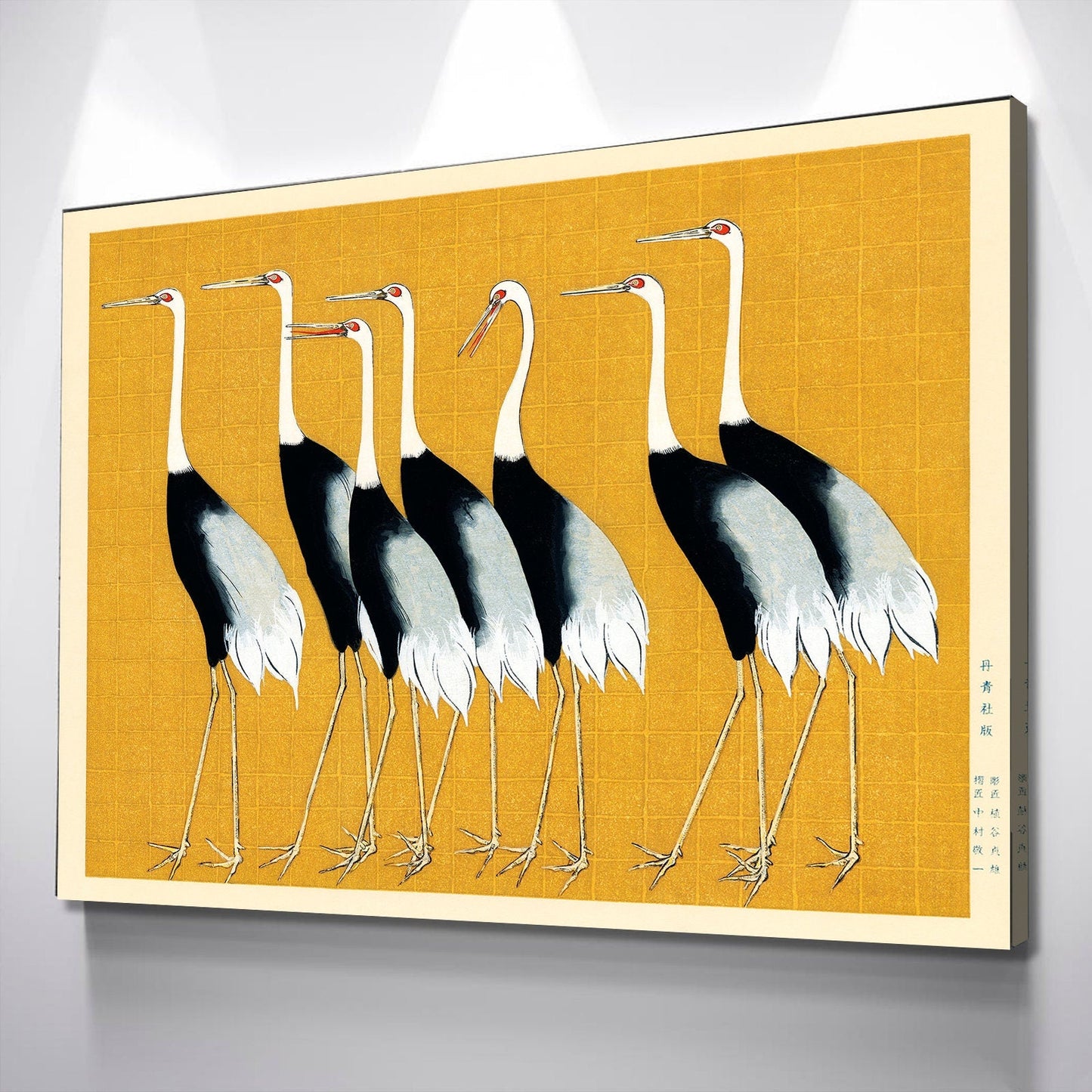Flock of beautiful Japanese red crown crane by Ogata Korin Japan Art Reproduction Vintage Poster Canvas Wall Art Décor Gift