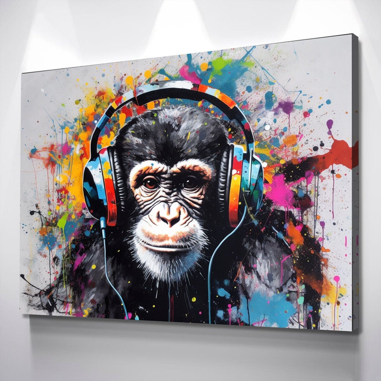 Graffiti Canvas Art | DJ Monkey Canvas Wall Art v2