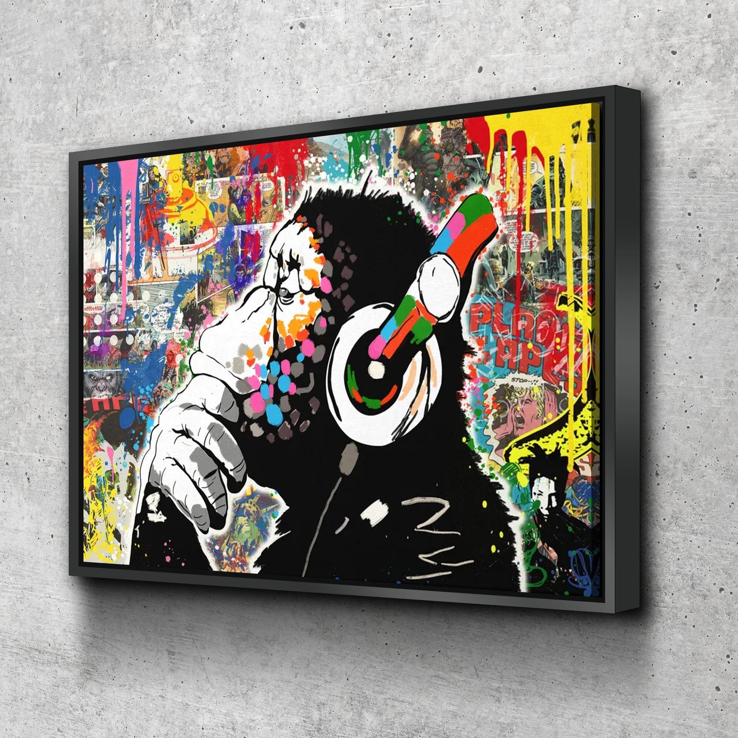 Banksy Prints | Banksy Canvas Art | Banksy Prints for Sale | Graffiti Canvas Art | DJ Monkey Graffiti Reproduction