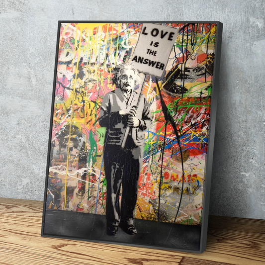 Banksy Prints | Banksy Canvas Art | Banksy Prints for Sale | Graffiti Canvas Art | Love is the Answer Einstein Reproduction