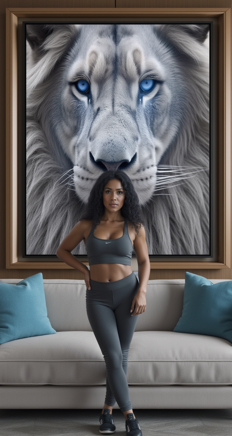 Blue Eyed Arctic Lion Wall Art – Canvas Animal Decor