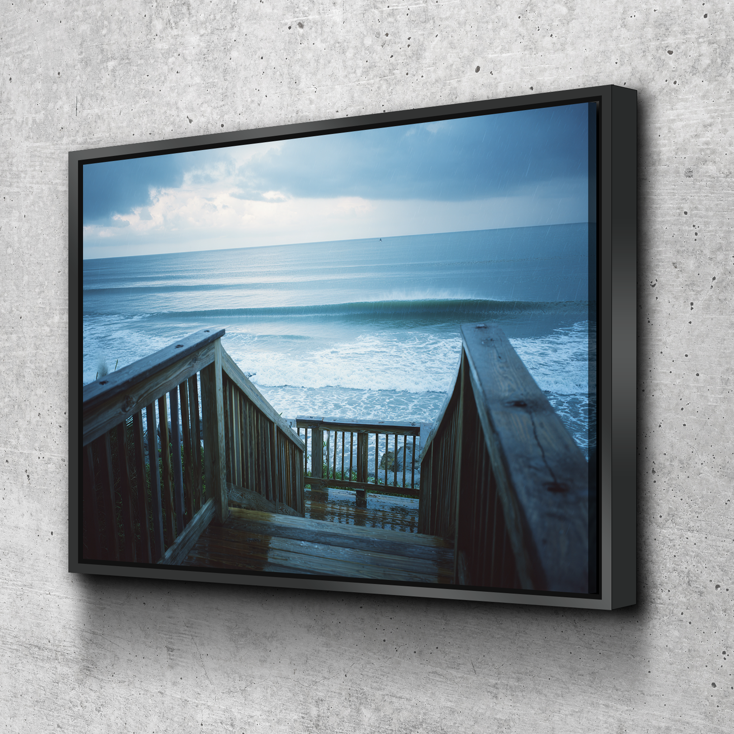 Ocean Calm: Stairway to Serenity Canvas Wall Art