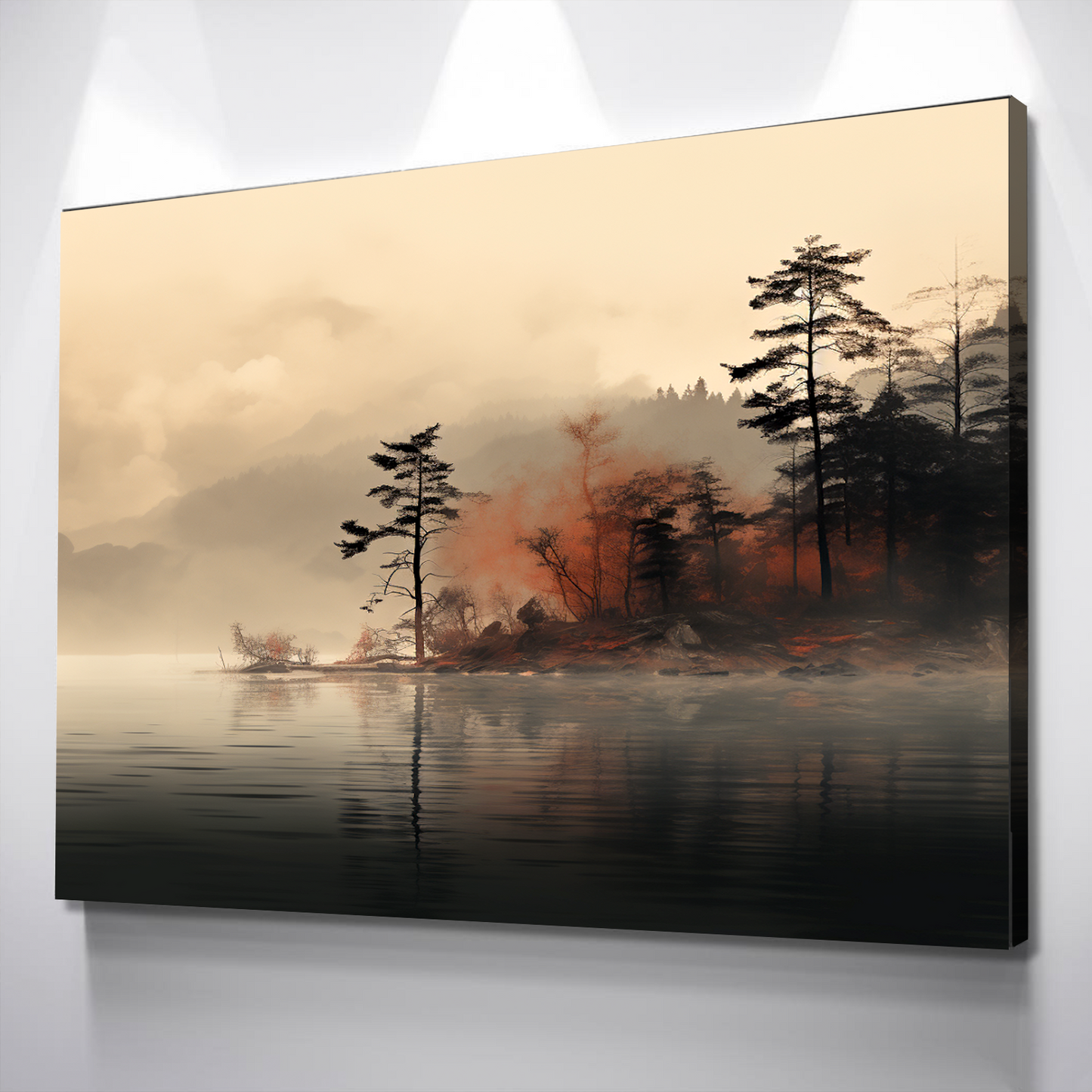 Living Room Wall Art| Landscape wall Art Canvas Prints | Forest Wall Art | Forest Scenery Canvas Wall Art | Black and Red Forest Trees