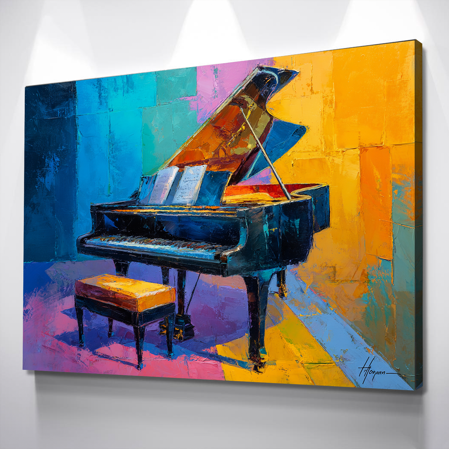 Colorful Piano Canvas Wall Art – Bold Music Room Decor